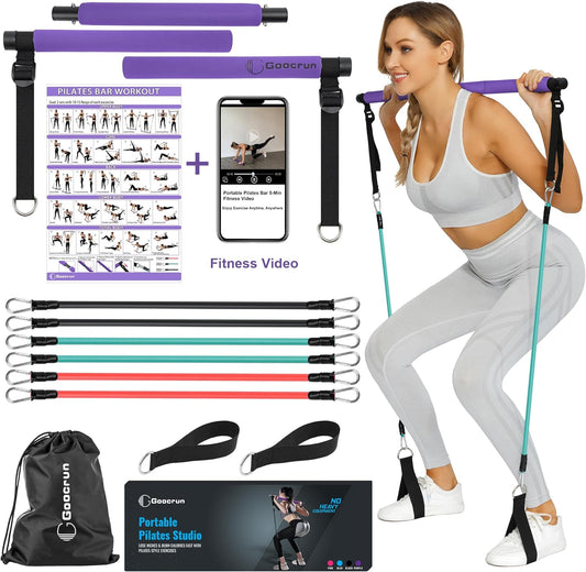 Portable Pilates Bar Kit with Resistance Bands