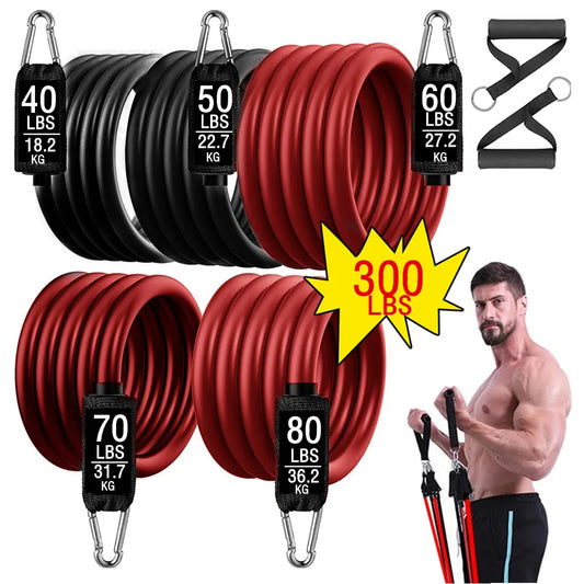 300 lbs Exercise Resistance Bands Set - Actively Athletic